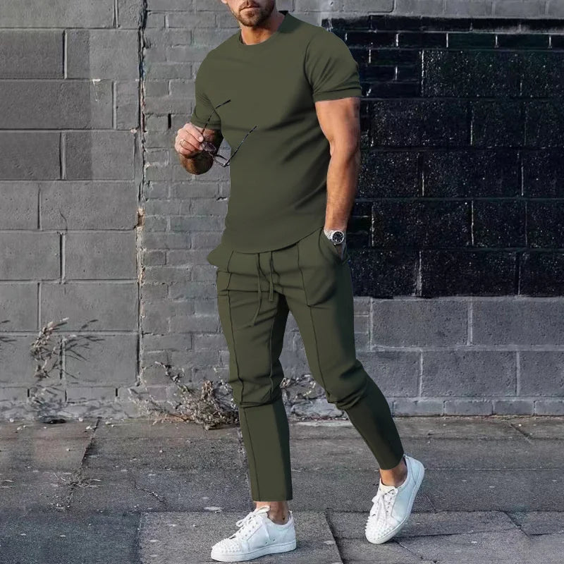 UrbanEase™ – Modernes T-Shirt- und Hosen-Set für Herren